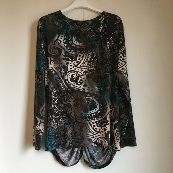 Vintage Canadian Conrad C Paisley Damask Ruffled Top - Picture 2 of 16